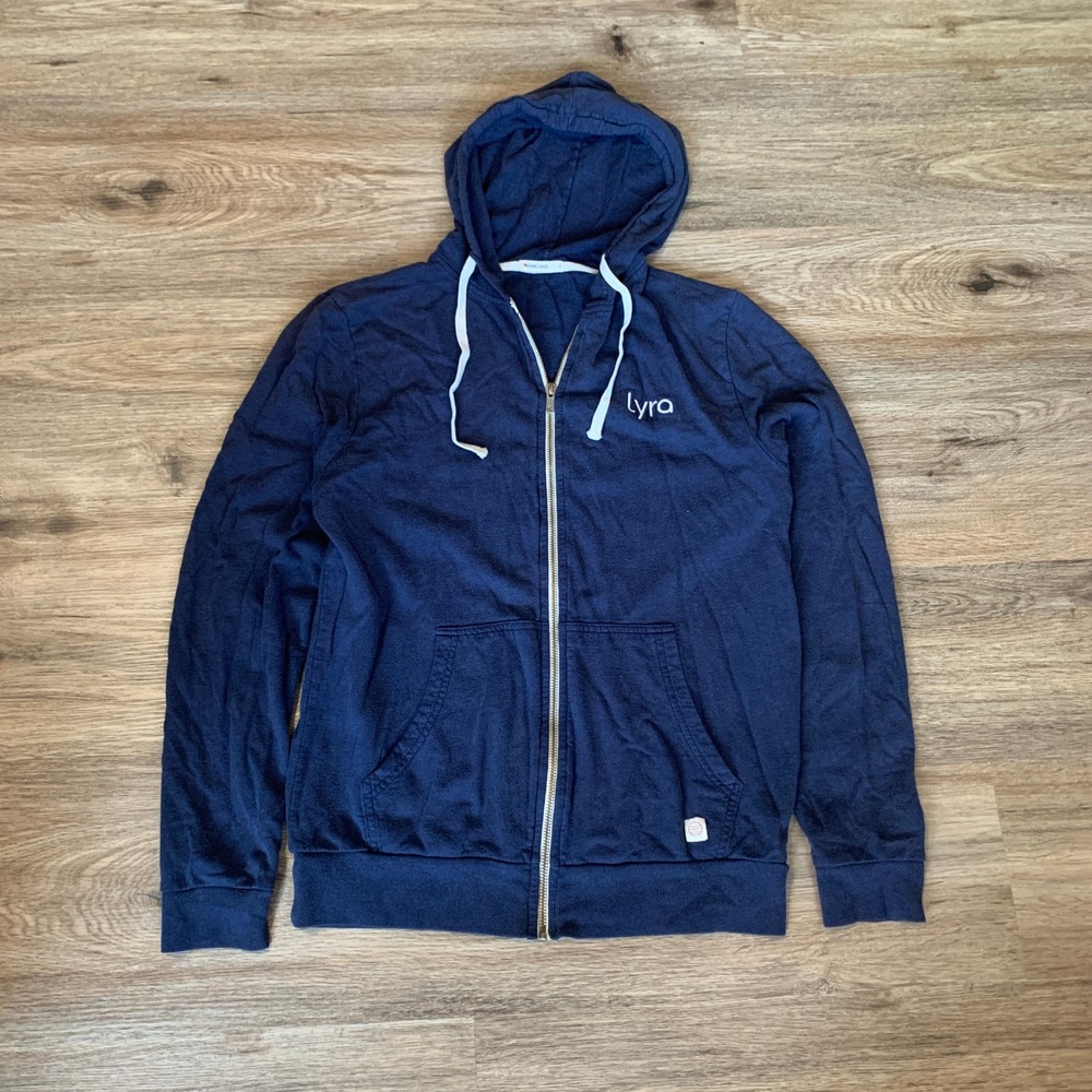 Marine Layer Navy Blue Lyra Logo Full Zip Hoodie Sweatshirt - Medium Mens